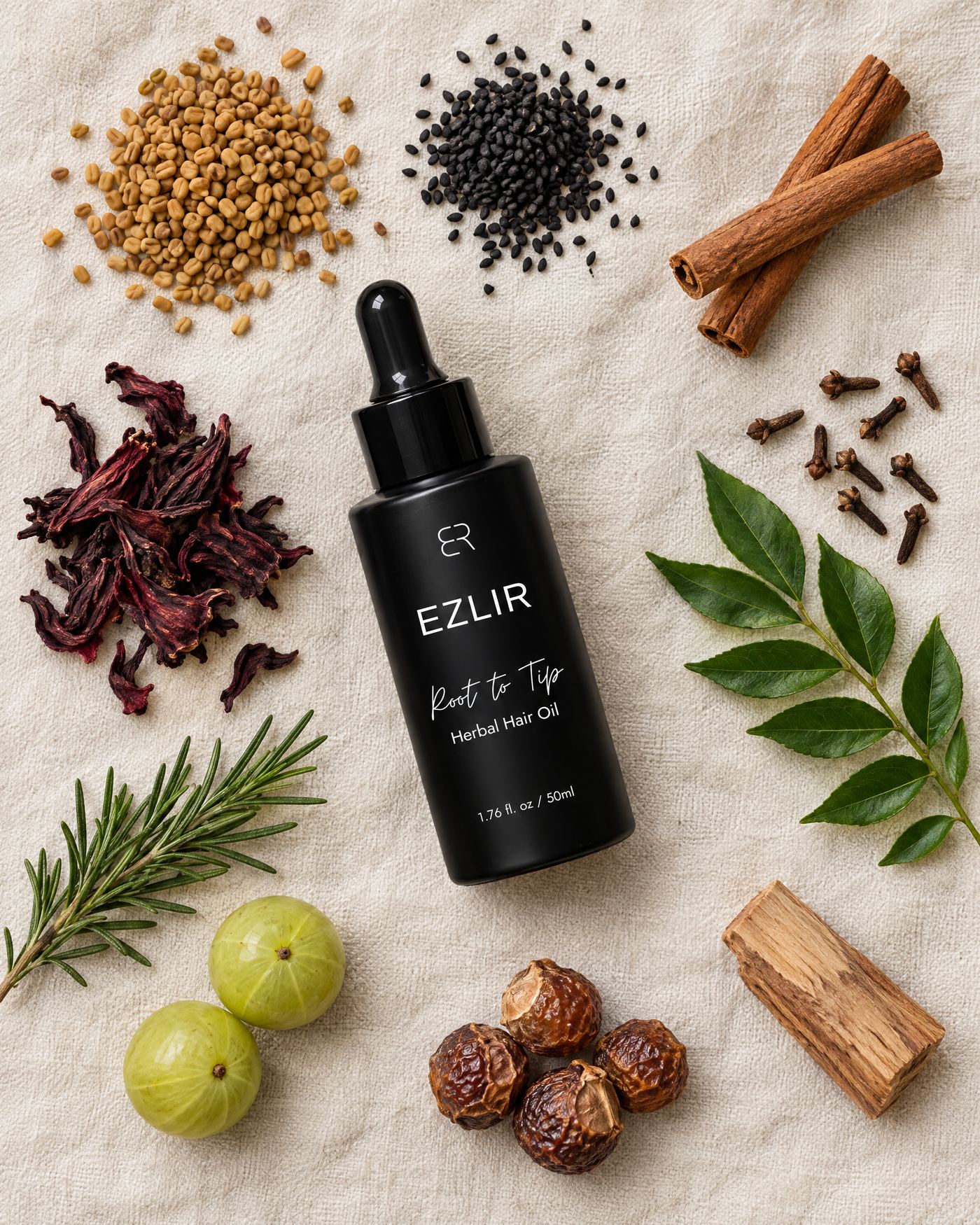 Root to Tip surrounded by its whole ingredients